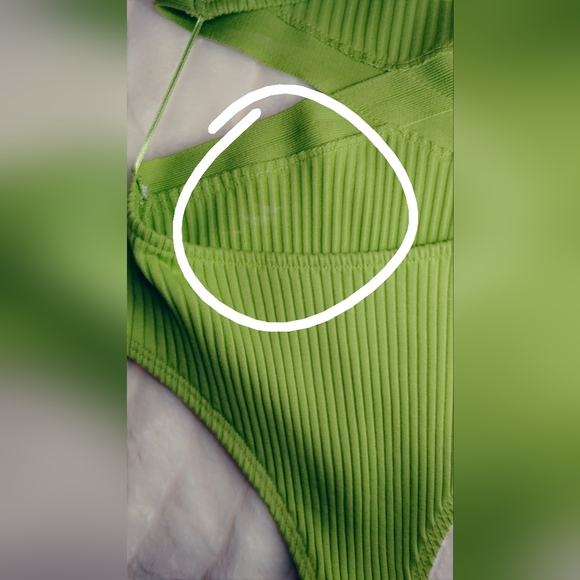 ZARA Green Ribbed Cutout Bodysuit | Criss-Cross Waist | Size M | NWT - Picture 5 of 16